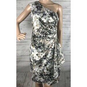 London Times Dress Floral Silky Single Shoulder